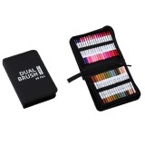 Set Carioci pe Baza de Apa, Cyrax, 2 in 1, pentru Pictura, Caligrafie, 60 Culori, Penar Negru, Corp Carioca Alb, 26.5 x 17.5 x 4.5 cm, Multicolor