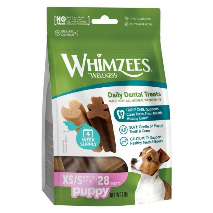Whimzees Puppy Tratamente dentare pentru căței XS/S, 28 x 7,5 g