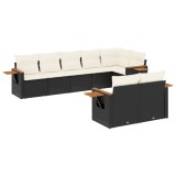 Cumpara ieftin Set mobilier de gradina cu perne, 8 piese, negru, poliratan