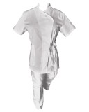 Costum Medical Pe Stil, Alb cu Elastan, Model Andreea - M, 4XL