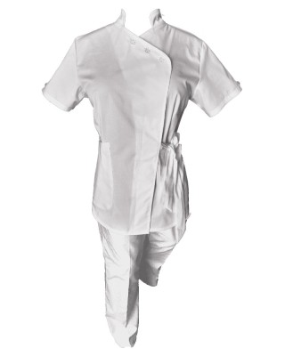 Costum Medical Pe Stil, Alb cu Elastan, Model Andreea - 4XL, M foto
