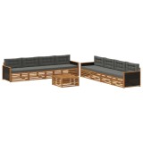 vidaXL Set de canapele de exterior 9 pcs Natural și Antracit Poliester 3383165