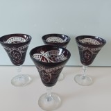 4 pahare cristal rubin, vintage, 180 ml, stare excelenta
