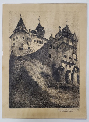 CASTEL , DESEN IN PENITA de EUGENIU MIHAILESCU , 1929 foto