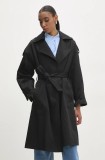 Answear Lab palton femei, culoarea negru, de tranzitie, desfacut
