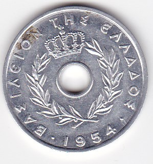 Grecia 20 Lepta 1954