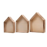 Set 3 Rafturi Perete Lemn Natur Widmer, Design Casuta, Living Dormitor Bucatarie, 30/26/22 cm