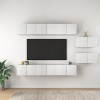 Set dulapuri TV, 8 piese, alb, lemn prelucrat