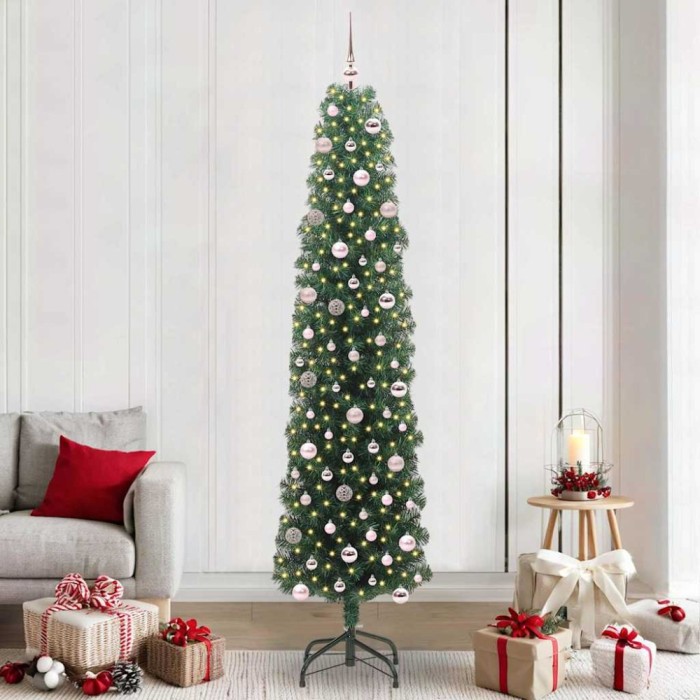 vidaXL Brad de Crăciun artificial Verde 240 cm PVC și oțel și plastic 3394971
