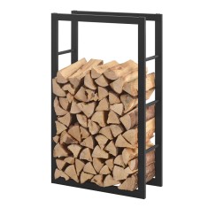 Suport lemne de foc Taby 60 x 25 x 100 cm otel negru [en.casa] HausGarden Leisure