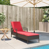 vidaXL Șezlong cu pernă maro 63x200x81 cm, poliratan (doar SUA)