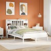 VidaXL Pat cu bibliotecă fără saltea, alb, 140x190 cm, lemn masiv pin 3321619