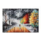 Tablou indragostiti gigant pictat manual dormitor, living, Impreuna pentru totdeauna, 150x100cm ulei pe panza de in, cutit efect 3D