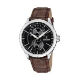 Festina Retro F16573/4 Ceas Multifuncțional Quartz pentru Bărbați 45mm cu Cadran Negru și Curea din Piele Maro