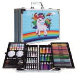 Set,trusa de pictura si desen pentru copii,creioane,markere,culori 145 piese - Albastru