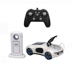 Masina Electrica cu Telecomanda Lumini Fum si Statie de Incarcare, 1:16, Alb