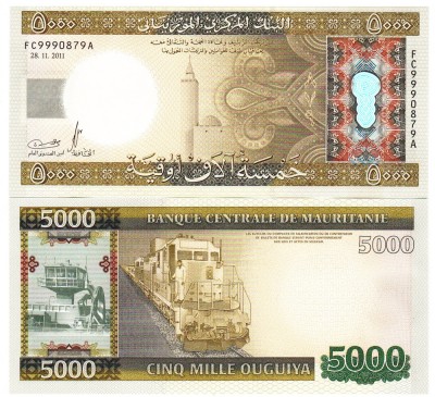 Mauritania 5 000 5000 Ouguiya 2011 P-21 UNC foto
