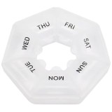 Cutie rotunda pentru organizare medicamente, vitamine sau suplimente pentru o saptamana, Pufo Pill, 9 cm, transparent