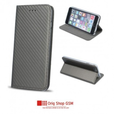 Husa Flip Carte CARBON Apple iPhone 7 (4,7inch ) Gri foto