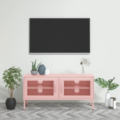 vidaXL Comodă TV, roz, 105x35x50 cm, oțel foto