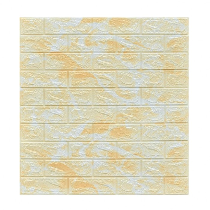Set 10 placi tapet 3d, flippy, 70 x 77 cm, grosime 3 mm, din polietilena, model caramida, suprafata acoperita 5.3 mp, marmura galbena