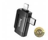 Adaptor OTG USB-C ,Lightning - USB-A HOCO UA31F Negru