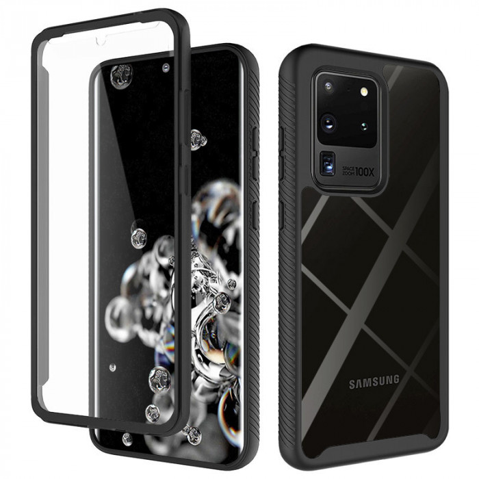 Husa pentru Samsung Galaxy S20 Ultra / S20 Ultra 5G + Folie, Techsuit Defense360 Pro, Black