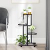 Suport flori Gossi 4 etaje cu roti, fier negru 44x23x80 cm, raft vertical pentru plante, suport de expunere, depozitare gradina
