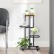 Gossi suport de flori cu 4 etaje, cu roti, negru, 44x23x80 cm, fier