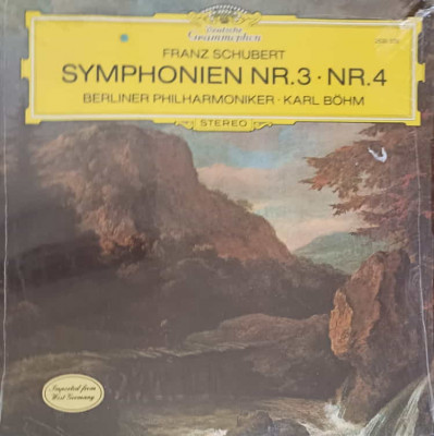 Disc vinil, LP. Symphonien Nr.3, Nr.4-Franz Schubert, Berliner Philharmoniker, Karl B&amp;ouml;hm foto
