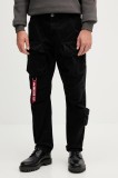 Alpha Industries pantaloni de bumbac pantaloni cargo negri pentru bărbați 148207.03