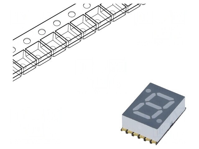 Afișaj LED 7 Segmente 7mm Galben 10mcd