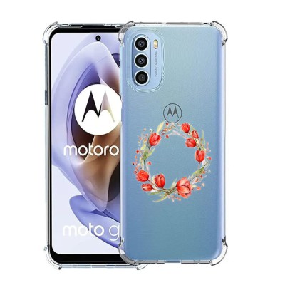 Husa antisoc pentru moto g71 5g, airbag, pink wreath 15, clear foto