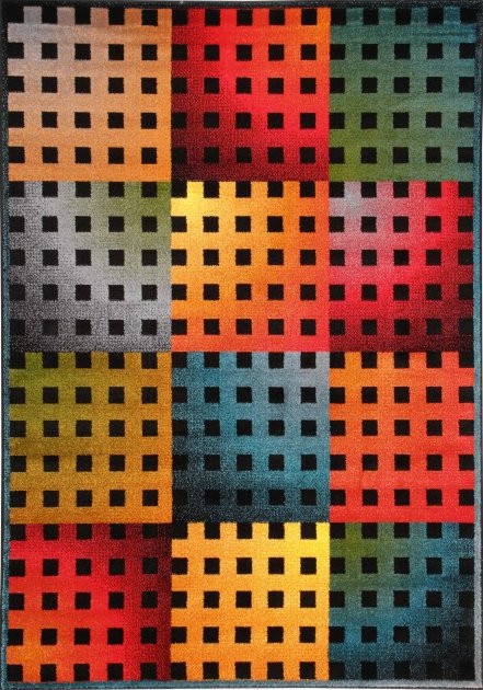 Covor Camera Copii Model Lego 11001-180, Marime 80 x 150 cm, Multicolor, Inaltime Fir 9 mm, Antialergic, Polipropilena, Gradinita, Cresa, Loc de Joaca