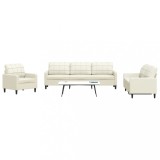 VidaXL Set de canapele cu perne, 4 piese, crem, catifea