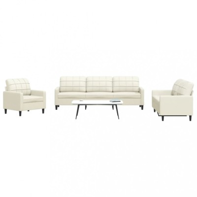 vidaXL Set de canapele cu perne, 4 piese, crem, catifea 3278449 foto