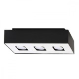 Lustră De Tavan Mono Alb-Negru Din Oțel Cu 3 Becuri Dreptunghiulare Minimaliste De Interior