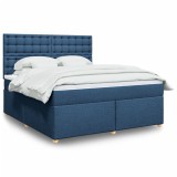 VidaXL Pat box spring cu saltea, albastru, 180x200 cm, material textil