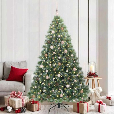 Brad de Crăciun artificial cu 300 LED Verde 210 cm PE și PVC foto