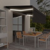 VidaXL Copertină retractabilă manual cu stor&amp;LED, antracit, 5x3 m