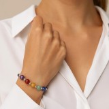 Bratara argint 925 cu 7 chakre, pietre naturale, femei barbati șnur reglabil