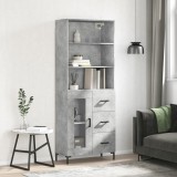 vidaXL Dulap &icirc;nalt, gri beton, 69,5x34x180, lemn compozit