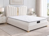 Pat Montefino Tapitat Catifea Crem 160x200 cm cu Somiera Inclusa