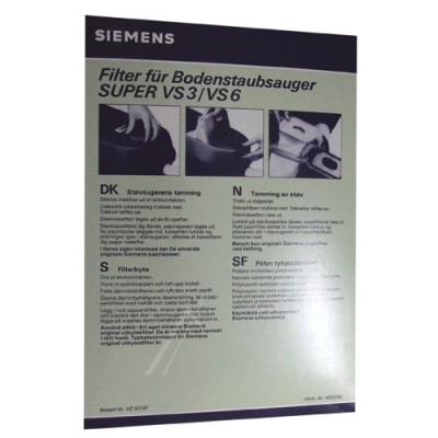 VZ9230 FILTRU HARTIE 00459230 pentru aspirator BOSCH/SIEMENS foto