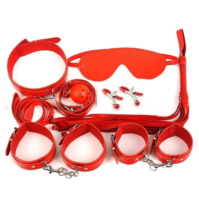 Set BDSM Love Player 7 Piese, Rosu, Guilty Toys foto