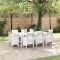 vidaXL Set de masă pentru grădină 9 pcs Alb Ratan Polt 3378584