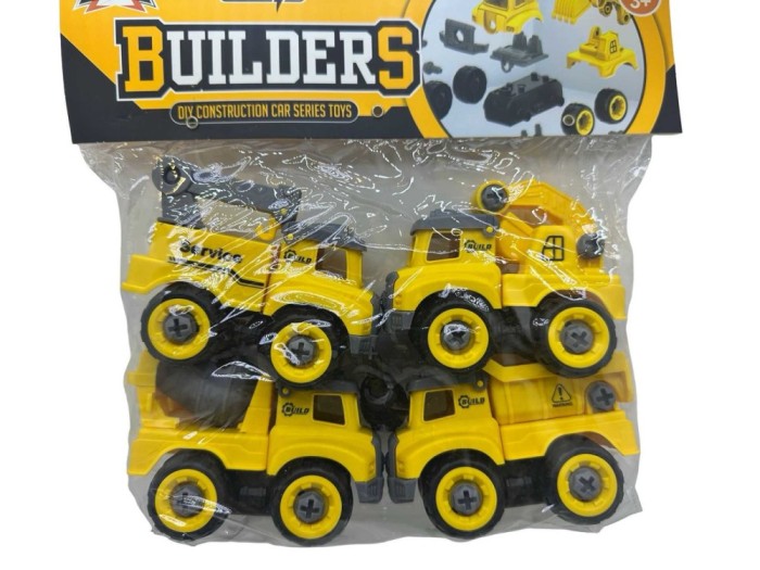 Set 4 vehicule constructii Builders, masini asamblabile pentru copii