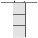 Cumpara ieftin Usa glisanta cu set feronerie neagra 76x205cm sticla securizata