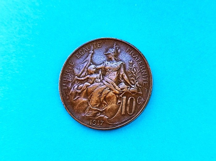 10 Centimes 1917 Franta-stare buna-in realitate arata bine!!