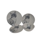 Set 4 piese, pentru o persoana, Ivoire decorat cu corp pisicuta